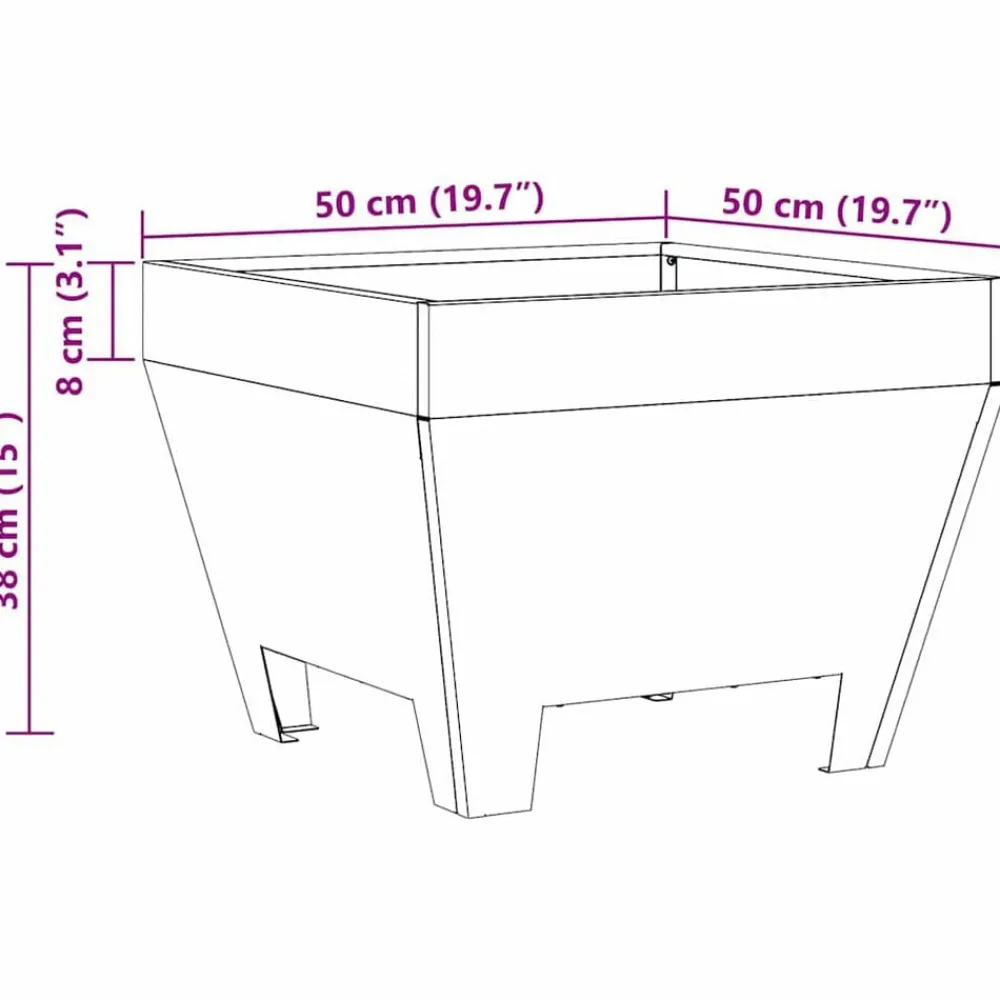 vidaXL Hoguera Marrón 50 x 50 x 38 cm Acero autopatinable Acero oxidado/marrón New