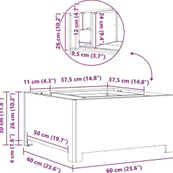 vidaXL Chimeneas-Hoguera Marrón 60 x 60 x 30 cm Acero autopatinable
