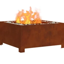 vidaXL Chimeneas-Hoguera Marrón 60 x 60 x 30 cm Acero autopatinable