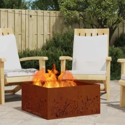vidaXL Chimeneas-Hoguera Marrón 60 x 60 x 30 cm Acero autopatinable
