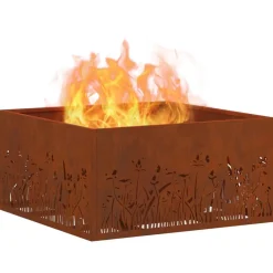 vidaXL Chimeneas-Hoguera Marrón 60 x 60 x 30 cm Acero autopatinable