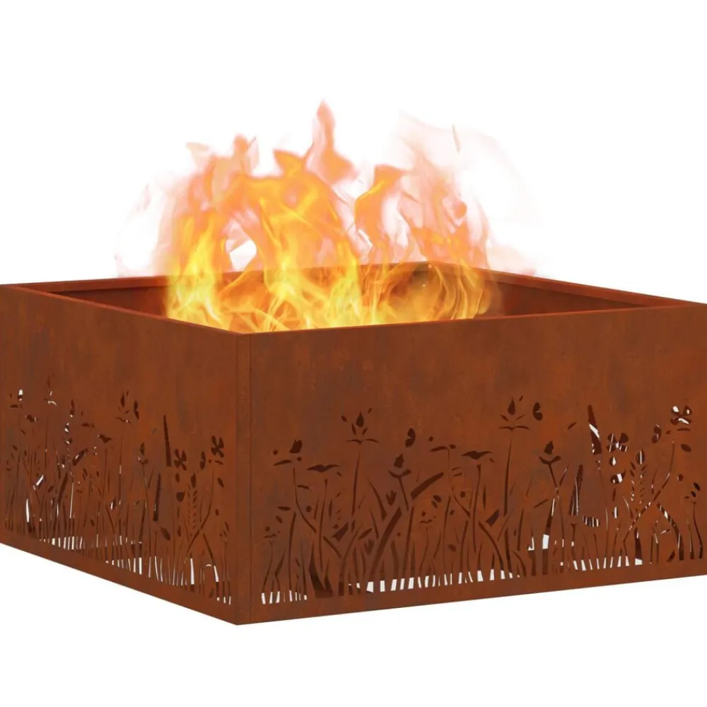 vidaXL Chimeneas-Hoguera Marrón 60 x 60 x 30 cm Acero autopatinable