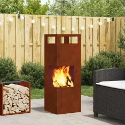 vidaXL Chimeneas-Hoguera Marrón 35 x 35 x 100 cm Acero