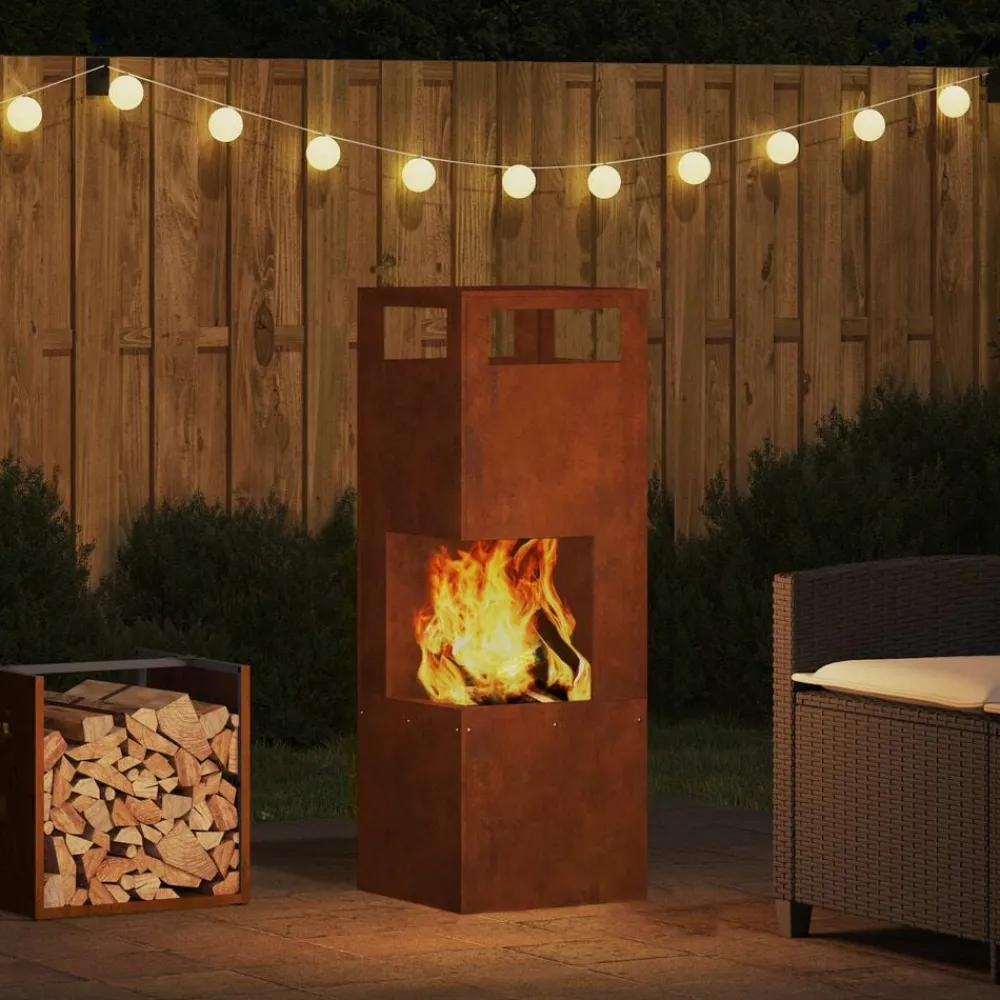 vidaXL Chimeneas-Hoguera Marrón 35 x 35 x 100 cm Acero