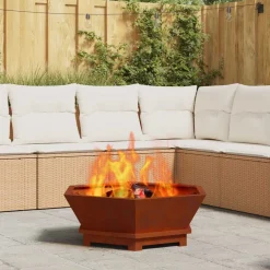 vidaXL Chimeneas-Hoguera Marrón 75 x 75 x 28 cm Acero autopatinable