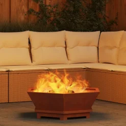 vidaXL Chimeneas-Hoguera Marrón 75 x 75 x 28 cm Acero autopatinable