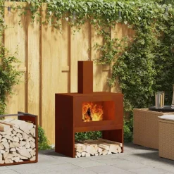 vidaXL Hoguera Marrón 60 x 40 x 96 cm Acero autopatinable Acero/café envejecido New