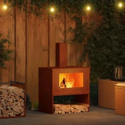 vidaXL Hoguera Marrón 60 x 40 x 96 cm Acero autopatinable Acero/café envejecido New