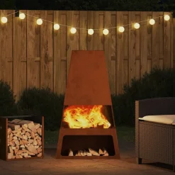 vidaXL Chimeneas-Hoguera Marrón 60 x 35 x 100 cm Acero autopatinable
