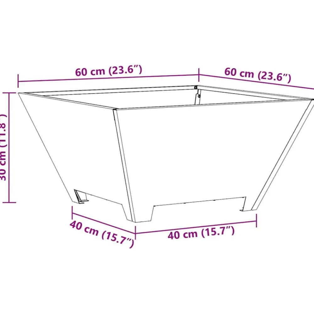 vidaXL Hoguera Marrón 60 x 60 x 30 cm Acero al carbono Acero oxidado/marrón Clearance