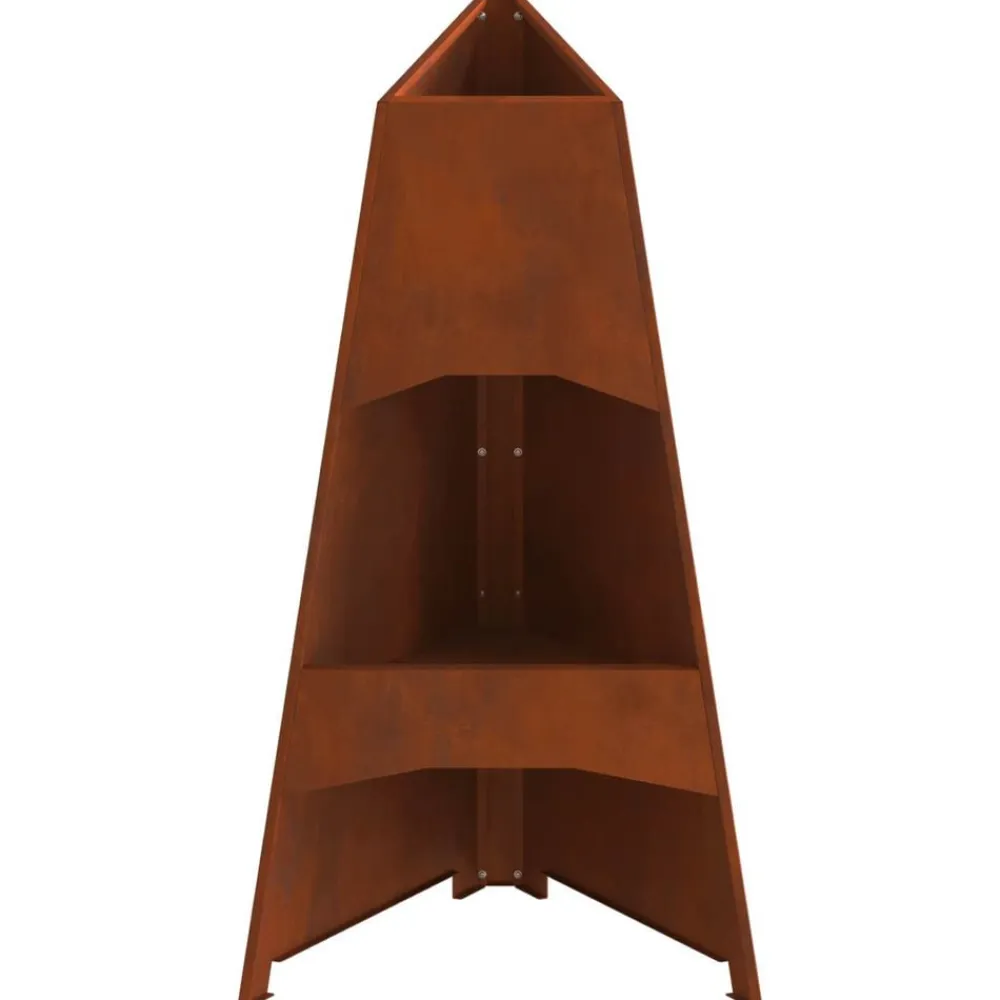 vidaXL Chimeneas-Hoguera Marrón 50 x 50 x 95 cm Acero autopatinable