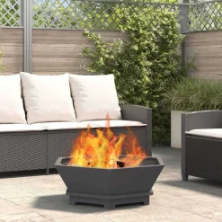 vidaXL Chimeneas-Hoguera Negro 75 x 75 x 28 cm Acero
