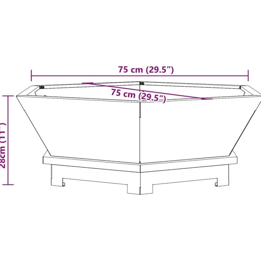 vidaXL Chimeneas-Hoguera Negro 75 x 75 x 28 cm Acero