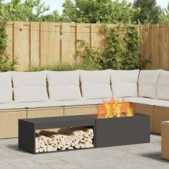 vidaXL Hoguera Negro 160 x 45 x 35 cm Acero Acero laminado en fr&iacute;o/negro Online