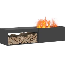 vidaXL Hoguera Negro 160 x 45 x 35 cm Acero Acero laminado en fr&iacute;o/negro Online