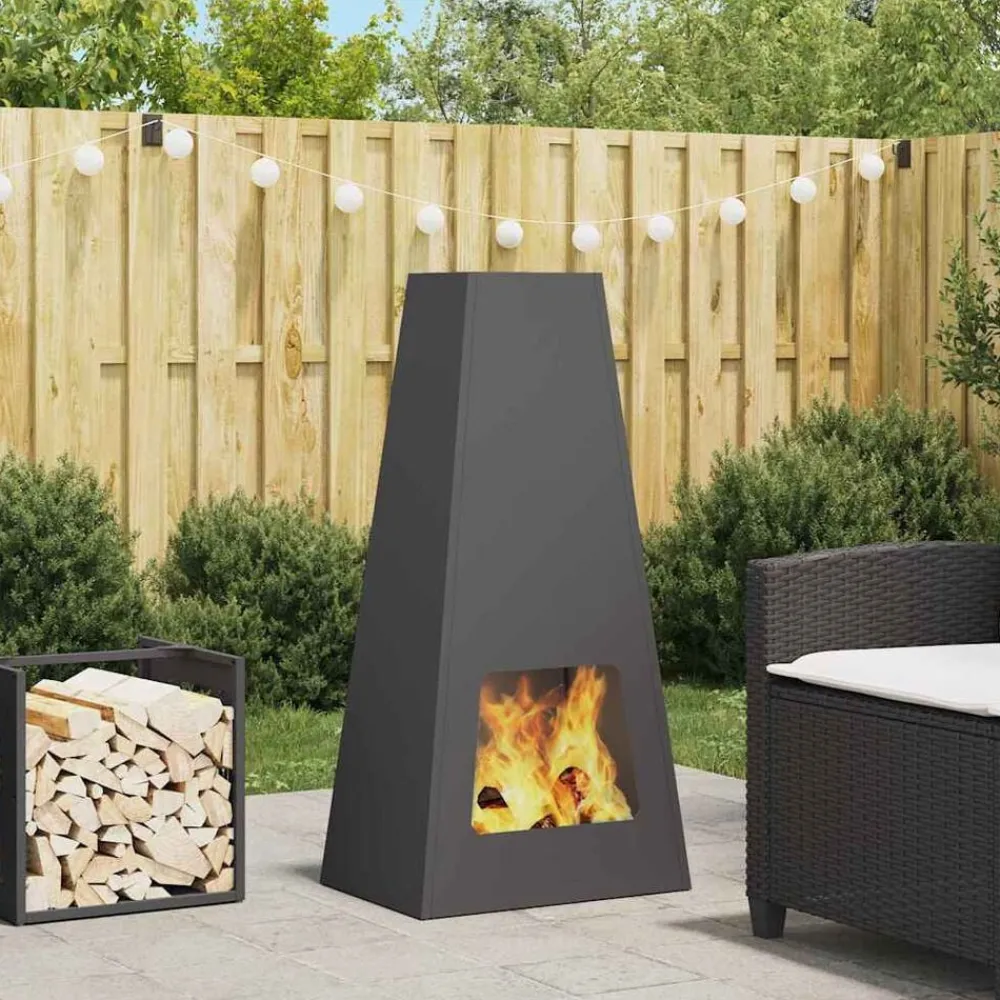 vidaXL Chimeneas-Hoguera Negro 50 x 35 x 100 cm Acero