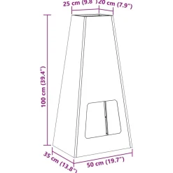 vidaXL Chimeneas-Hoguera Negro 50 x 35 x 100 cm Acero
