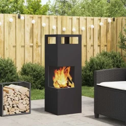 vidaXL Chimeneas-Hoguera Negro 35 x 35 x 100 cm Acero