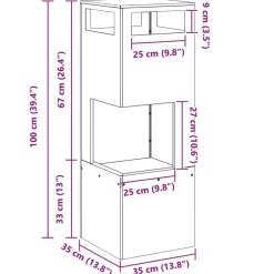 vidaXL Chimeneas-Hoguera Negro 35 x 35 x 100 cm Acero