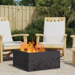 vidaXL Chimeneas-Hoguera Negro 60 x 60 x 30 cm Acero