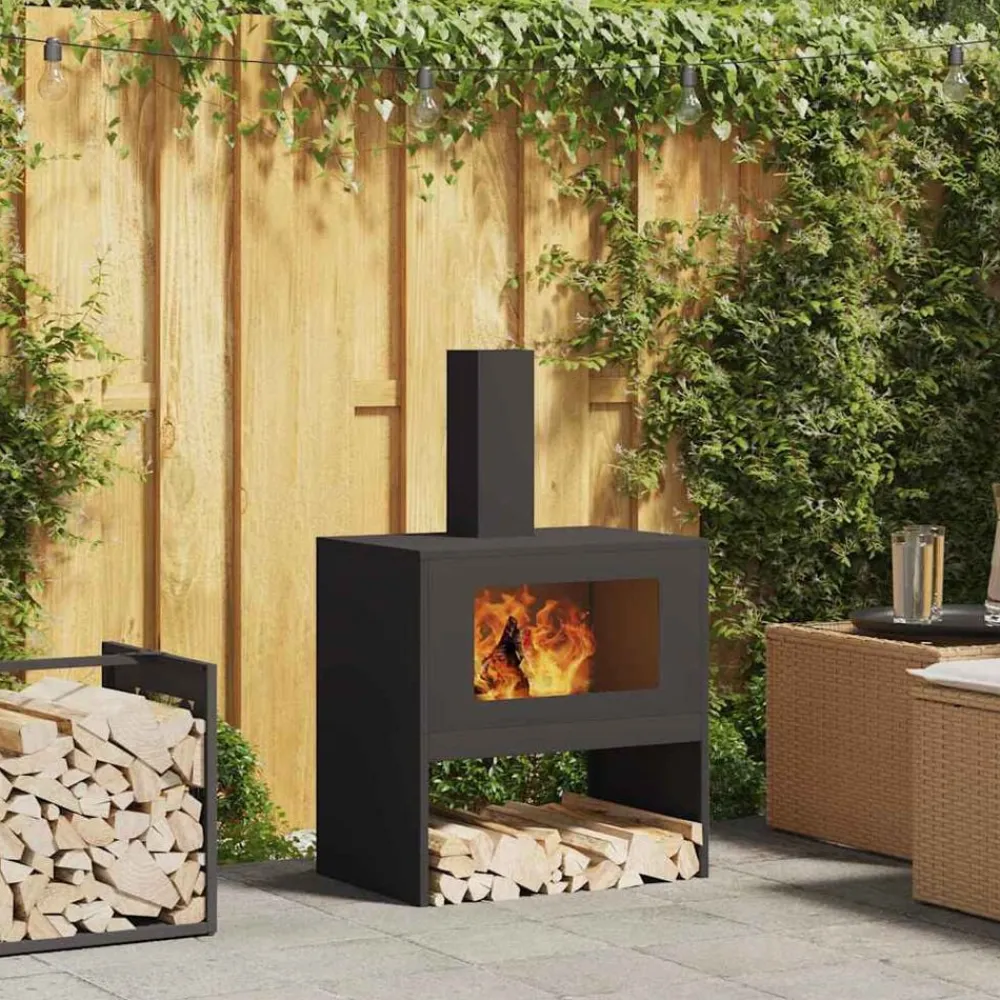 vidaXL Hoguera Negro 60 x 40 x 96 cm Acero Acero laminado en frío/negro New