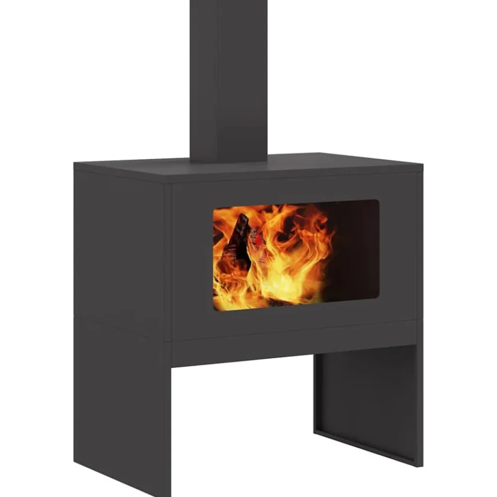 vidaXL Hoguera Negro 60 x 40 x 96 cm Acero Acero laminado en frío/negro New