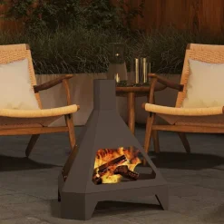 vidaXL Chimeneas-Hoguera Negro 50 x 43 x 52 cm Acero