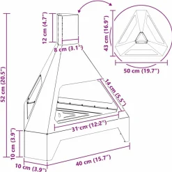 vidaXL Chimeneas-Hoguera Negro 50 x 43 x 52 cm Acero