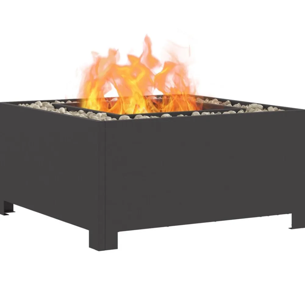vidaXL Hoguera Negro 60 x 60 x 30 cm Acero Acero laminado en frío/negro