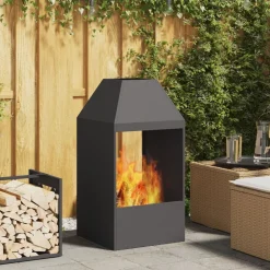 vidaXL Chimeneas-Hoguera Negro 50 x 50 x 100 cm Acero