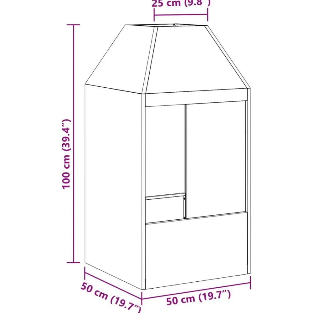 vidaXL Chimeneas-Hoguera Negro 50 x 50 x 100 cm Acero