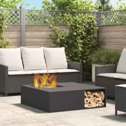 vidaXL Hoguera Negro 100 x 100 x 30 cm Acero Acero laminado en fr&iacute;o/negro Best