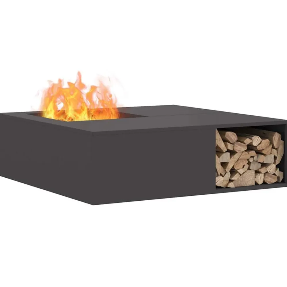 vidaXL Hoguera Negro 100 x 100 x 30 cm Acero Acero laminado en frío/negro Best