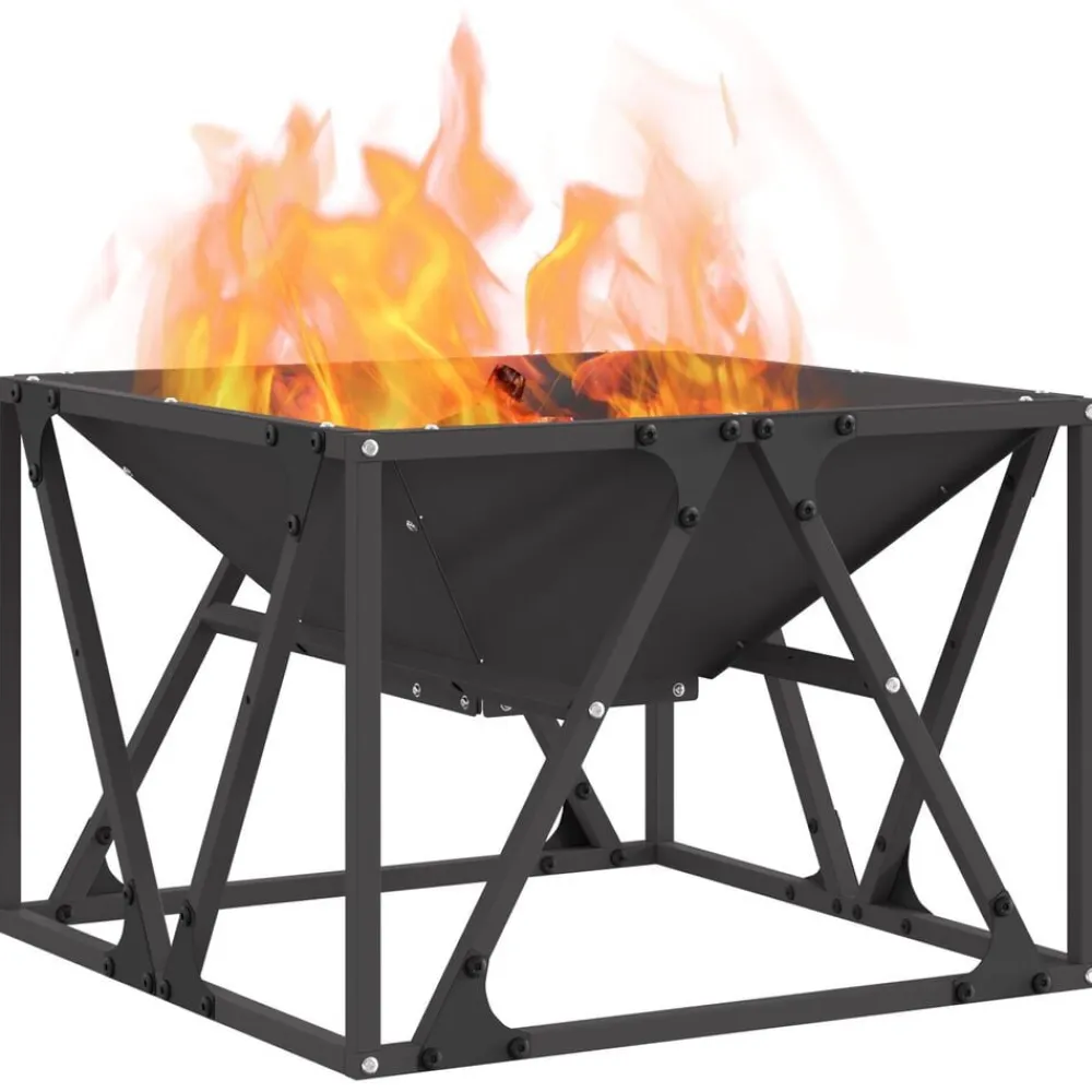 vidaXL Chimeneas-Hoguera Negro 50 x 50 x 35 cm Acero