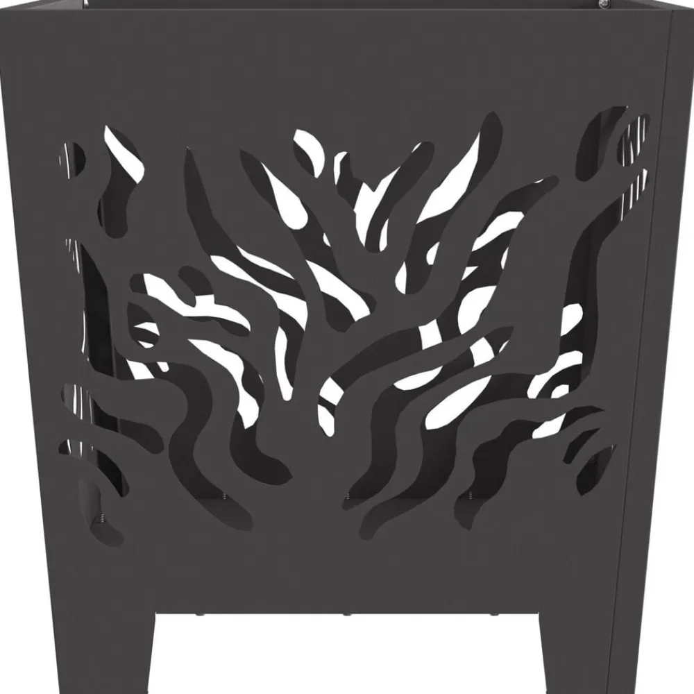 vidaXL Hoguera Negro 40 x 40 x 40 cm Acero Acero laminado en frío/negro New