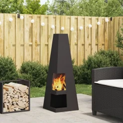 vidaXL Chimeneas-Hoguera Negro 35 x 35 x 100 cm Acero