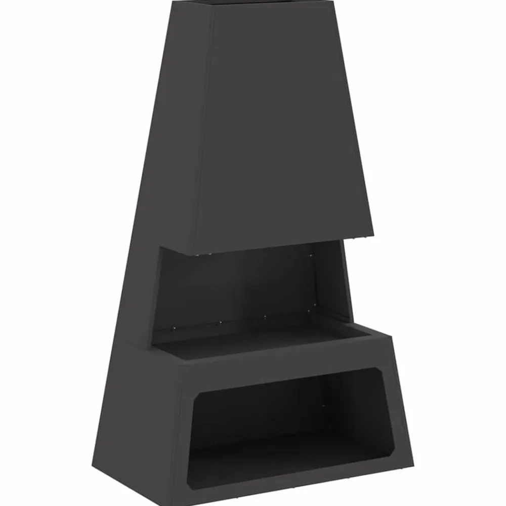 vidaXL Hoguera Negro 60 x 35 x 100 cm Acero Acero laminado en frío/negro Discount