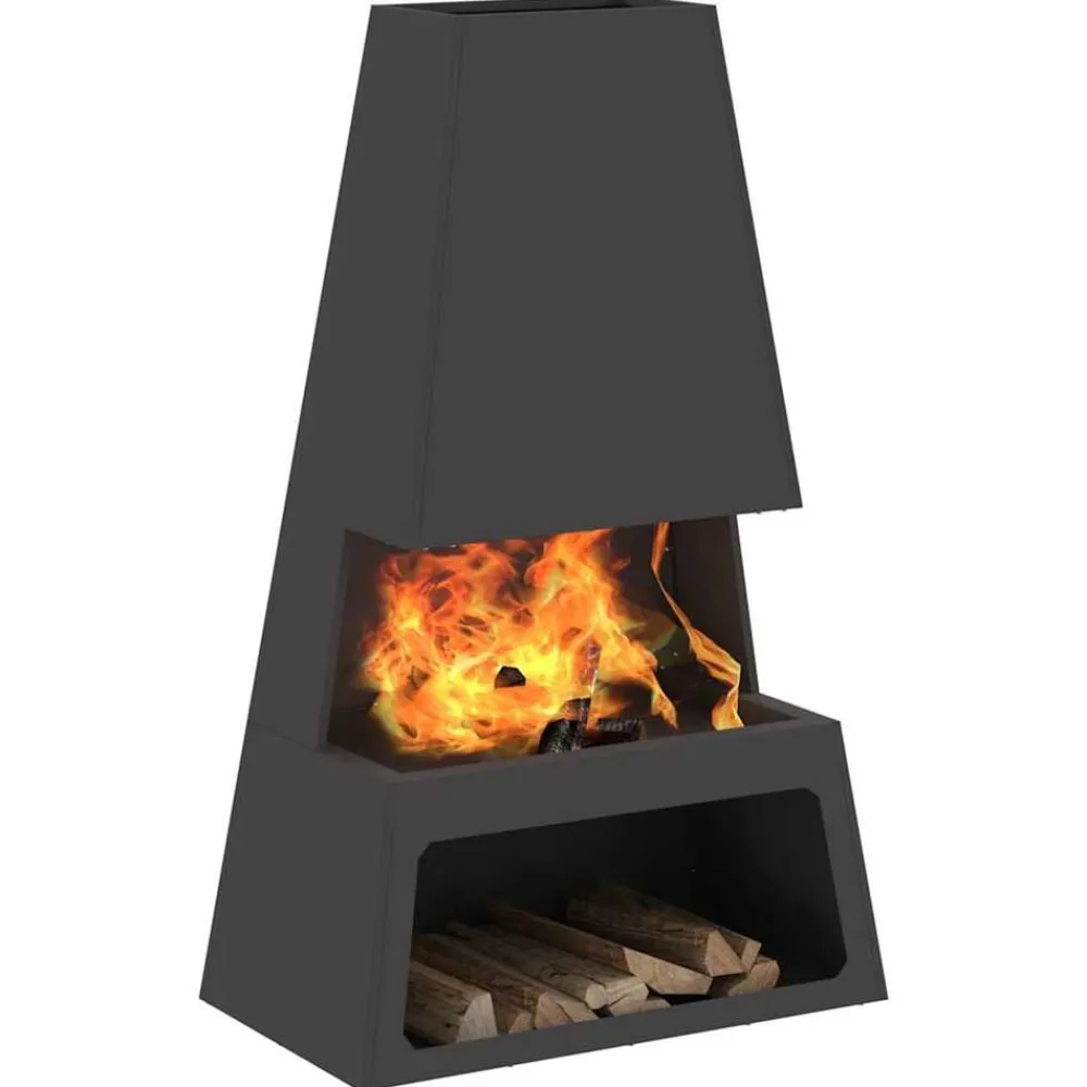 vidaXL Hoguera Negro 60 x 35 x 100 cm Acero Acero laminado en frío/negro Discount