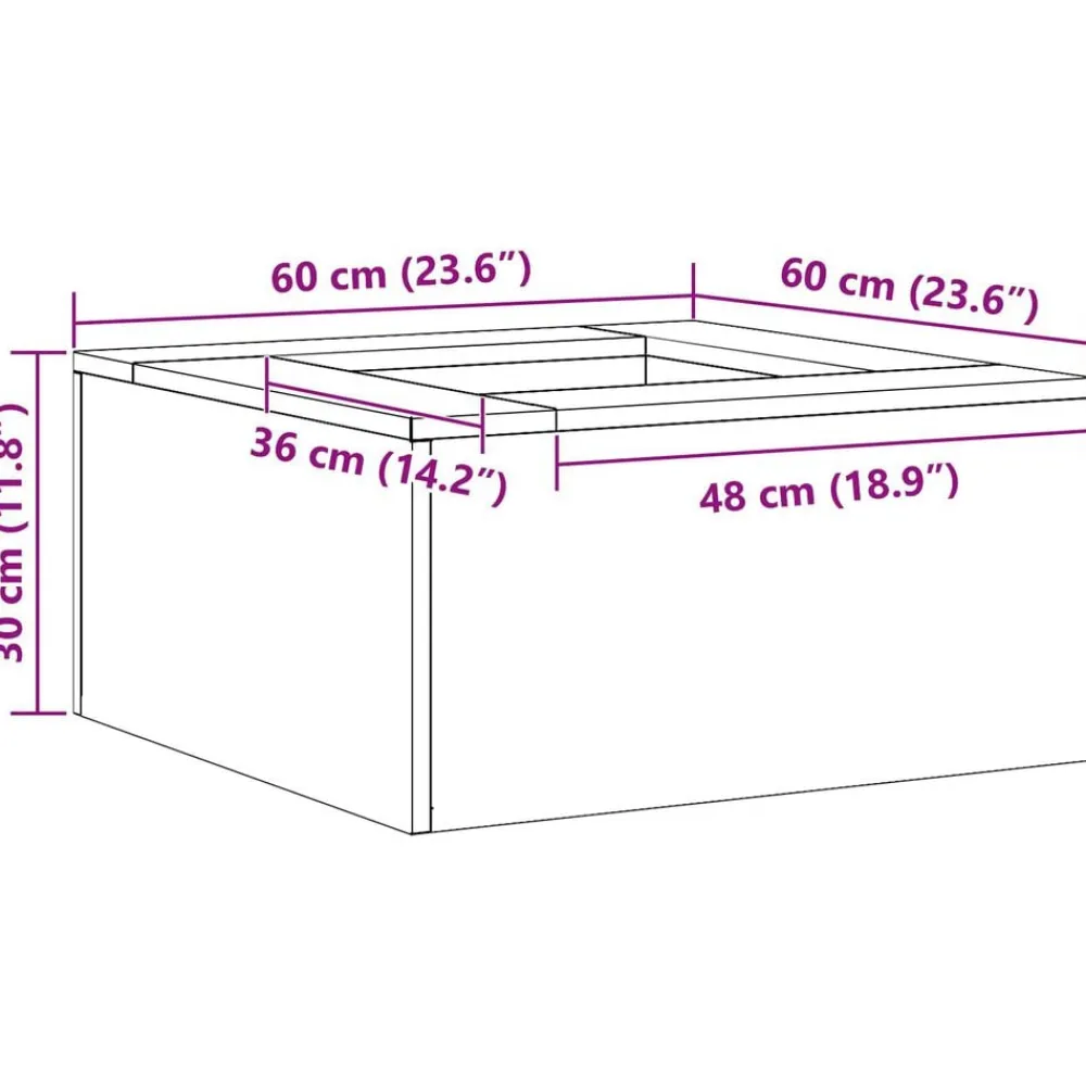 vidaXL Hoguera Negro 60 x 60 x 30 cm Acero Acero laminado en frío/negro