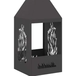 vidaXL Hoguera Negro 50 x 50 x 100 cm Acero Acero laminado en fr&iacute;o/negro Sale
