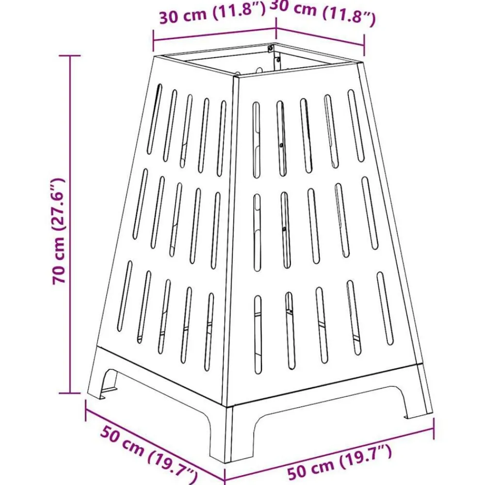 vidaXL Chimeneas-Hoguera Negro 50 x 50 x 70 cm Acero