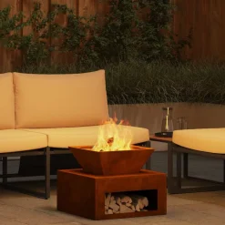 vidaXL Chimeneas-Hoguera Oxidado 50 x 50 x 40 cm Acero autopatinable
