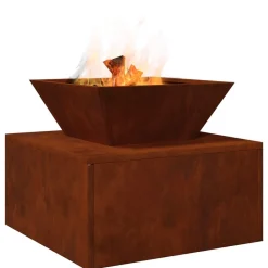 vidaXL Chimeneas-Hoguera Oxidado 50 x 50 x 40 cm Acero autopatinable