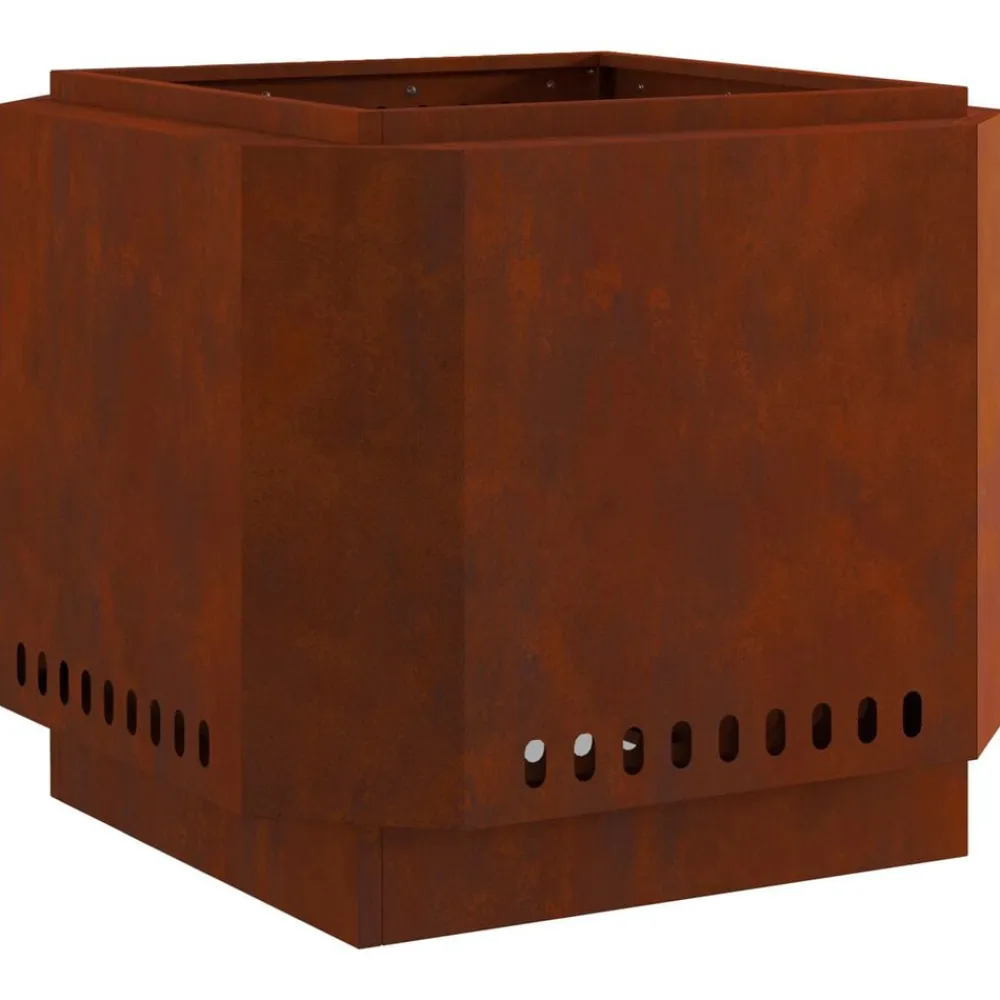 vidaXL Chimeneas-Hoguera Sin Humo Marrón 58 x 58 x 51 cm Acero autopatinable