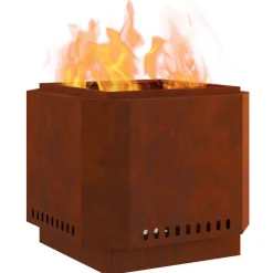 vidaXL Chimeneas-Hoguera Sin Humo Marrón 58 x 58 x 51 cm Acero autopatinable