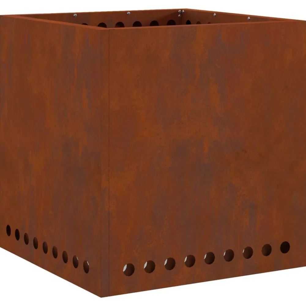 vidaXL Hoguera Sin Humo Marrón 48 x 48 x 50 cm Acero autopatinable Acero oxidado/marrón Online