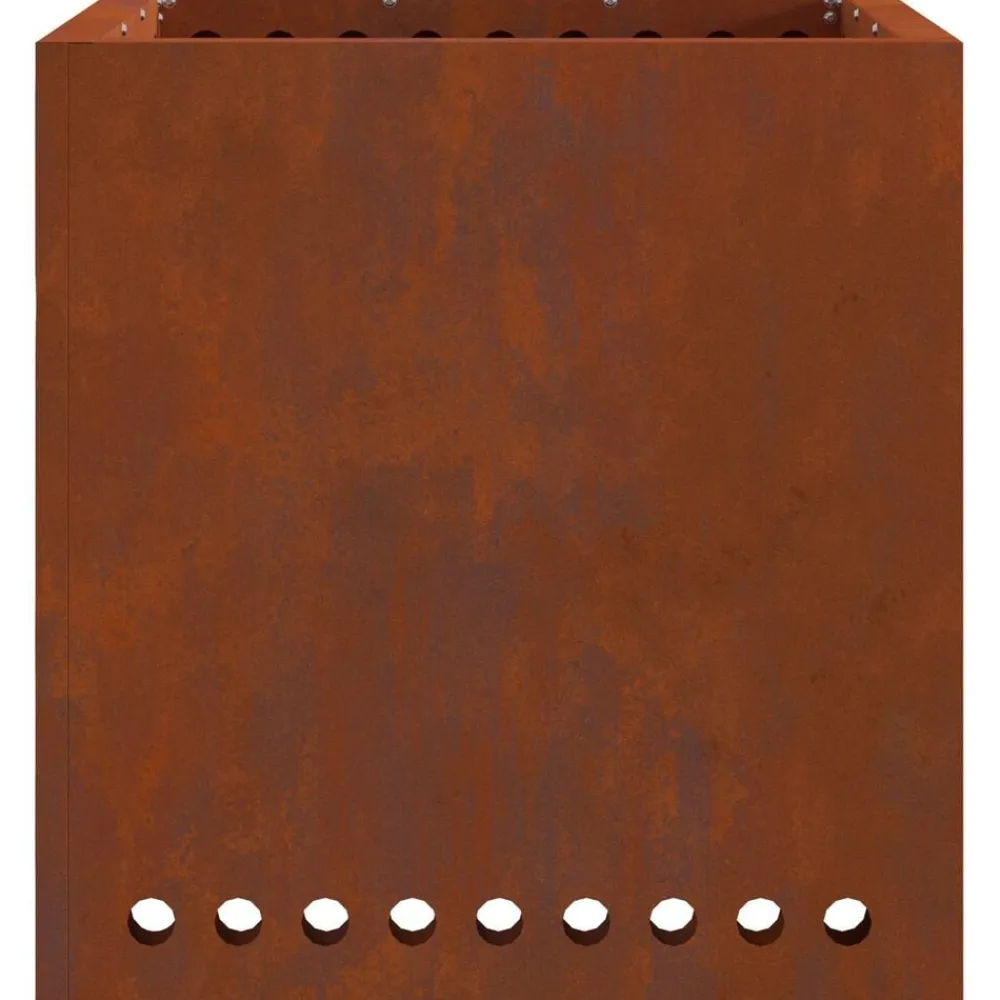 vidaXL Hoguera Sin Humo Marrón 48 x 48 x 50 cm Acero autopatinable Acero oxidado/marrón Online