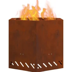 vidaXL Chimeneas-Hoguera Sin Humo Marrón 58 x 58 x 51 cm Acero autopatinable