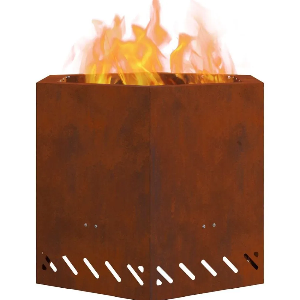 vidaXL Chimeneas-Hoguera Sin Humo Marrón 58 x 58 x 51 cm Acero autopatinable