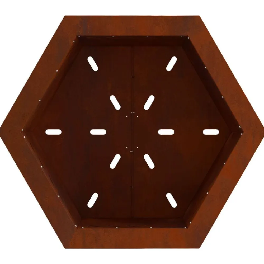 vidaXL Chimeneas-Hoguera Sin Humo Marrón 58 x 58 x 51 cm Acero autopatinable